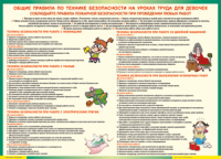 Таблица "Правила безопасности на уроках труда для девочек" (100х140 сантиметров, винил) - fgospostavki.ru - Апатиты
