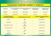 Таблица "Сравнение понятий изомер и гомолог" (100х140 сантиметров, винил) - fgospostavki.ru - Апатиты
