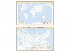Фрагмент (демонстрационный) маркерный (двухсторонний) "Карта мира и Российской Федерации" (немая) с комплектом тематических магнитов - fgospostavki.ru - Апатиты
