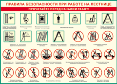 Таблица "Правила безопасности при работе на лестнице" (100х140 сантиметров, винил) - fgospostavki.ru - Апатиты