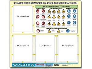 Стенд информационный "Правила техники безопасности в кабинете физики" (80х75, 4 кармана) - fgospostavki.ru - Апатиты