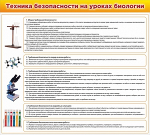 Стенд "Техника безопасности на уроках биологии" Вариант 2 - fgospostavki.ru - Апатиты