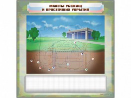 Магнитно-маркерная доска "Макеты убежищ и простейших укрытий" с комплектом фолий и тематических магнитов - fgospostavki.ru - Апатиты