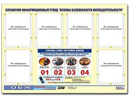 Стенд информационный "Основы безопасности жизнедеятельности" (80*110, 6 карманов) - fgospostavki.ru - Апатиты
