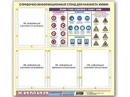 Стенд информационный "Правила техники безопасности в кабинете химии" (80х75, 4 кармана) - fgospostavki.ru - Апатиты