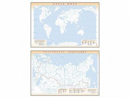 Фрагмент (демонстрационный) маркерный (двухсторонний) "Карта мира и Российской Федерации" (немая) с комплектом тематических магнитов - fgospostavki.ru - Апатиты